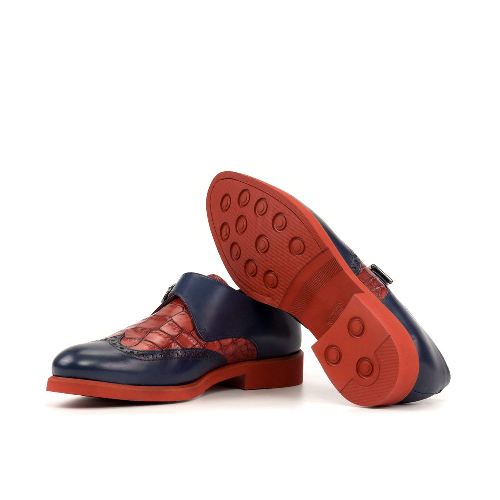 Men's Single Monk Shoes Leather Blue Red 5712 2- MERRIMIUM