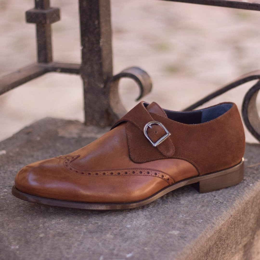 Men's Single Monk Shoes Leather Brown 2010 1- MERRIMIUM--GID-1373-2010