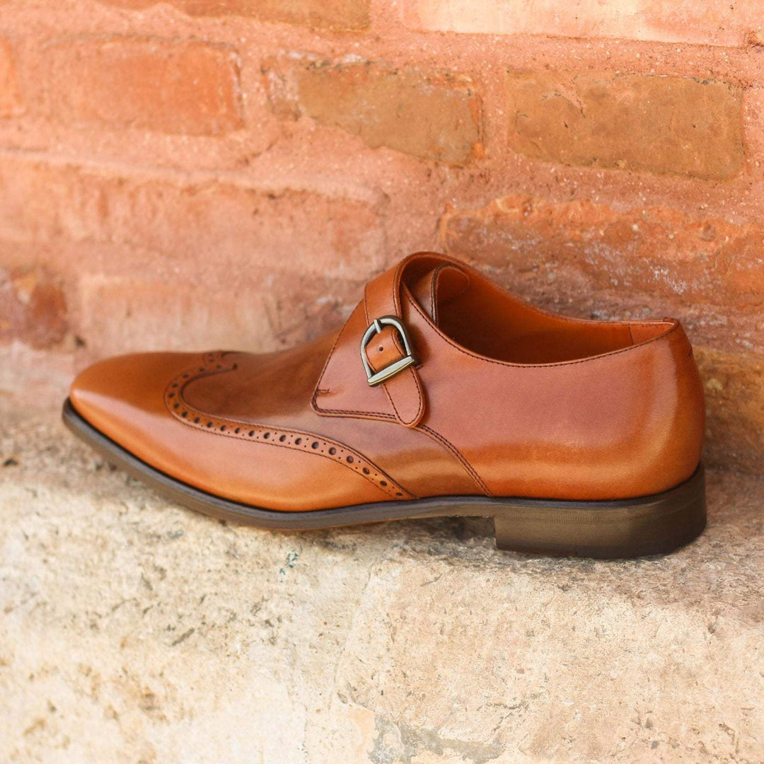 Men's Single Monk Shoes Leather Brown 2107 1- MERRIMIUM--GID-1382-2107