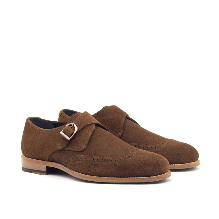 Men's Single Monk Shoes Leather Brown 2824 3- MERRIMIUM