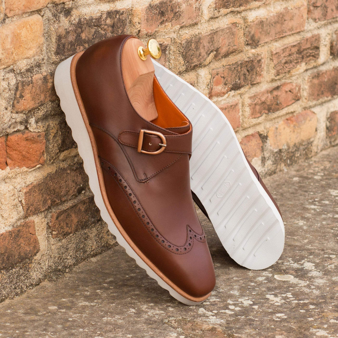 Men's Single Monk Shoes Leather Brown 3616 1- MERRIMIUM--GID-1382-3616