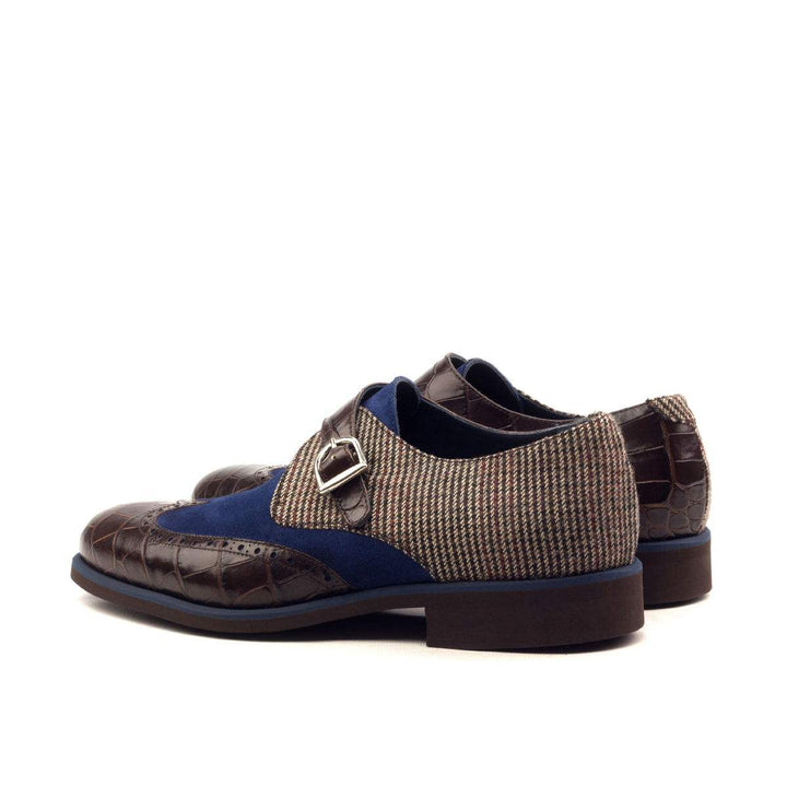 Men's Single Monk Shoes Leather Brown Blue 2588 3- MERRIMIUM
