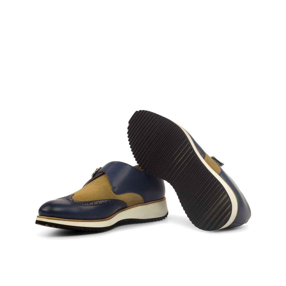 Men's Single Monk Shoes Leather Brown Blue 4336 2- MERRIMIUM