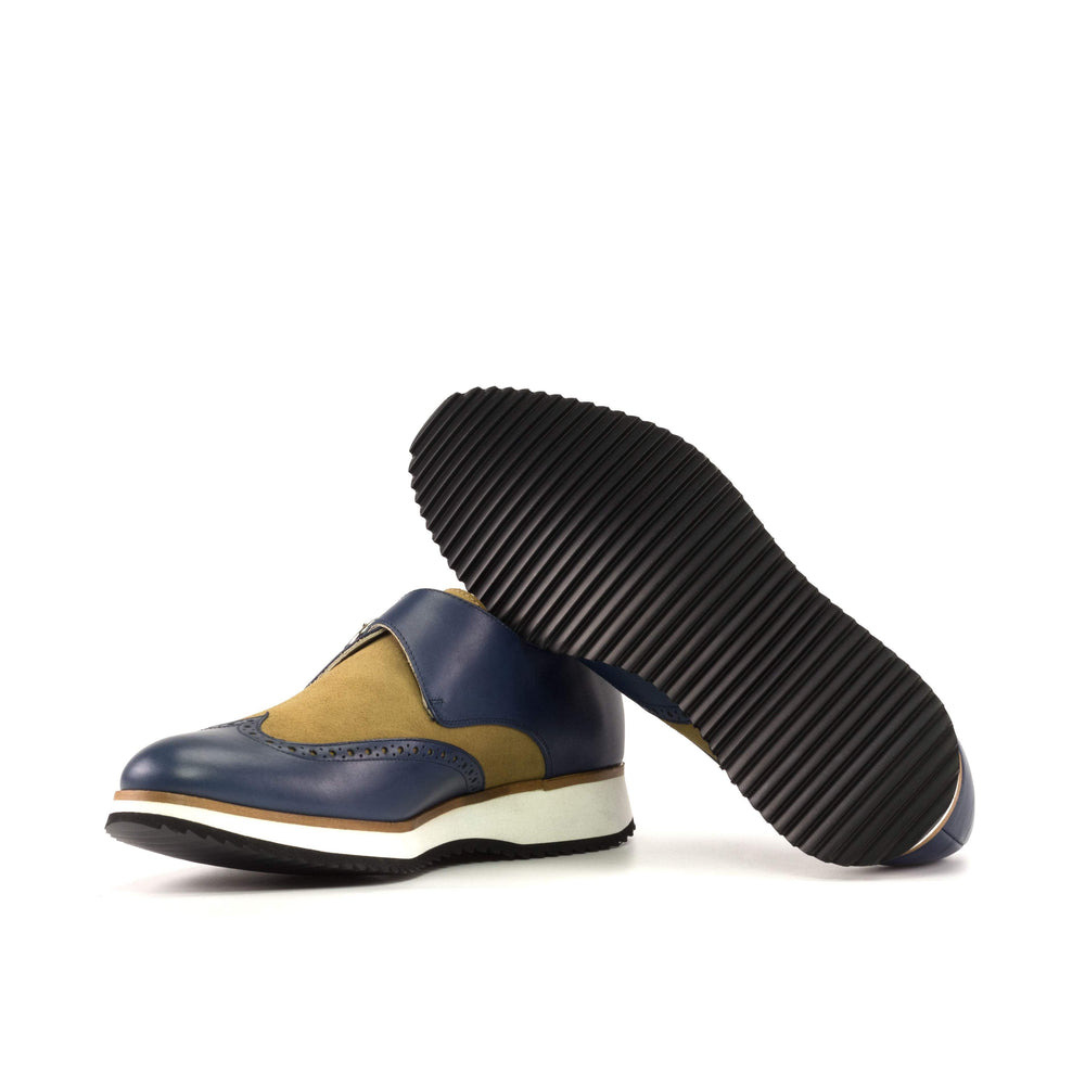 Men's Single Monk Shoes Leather Brown Blue 5430 2- MERRIMIUM