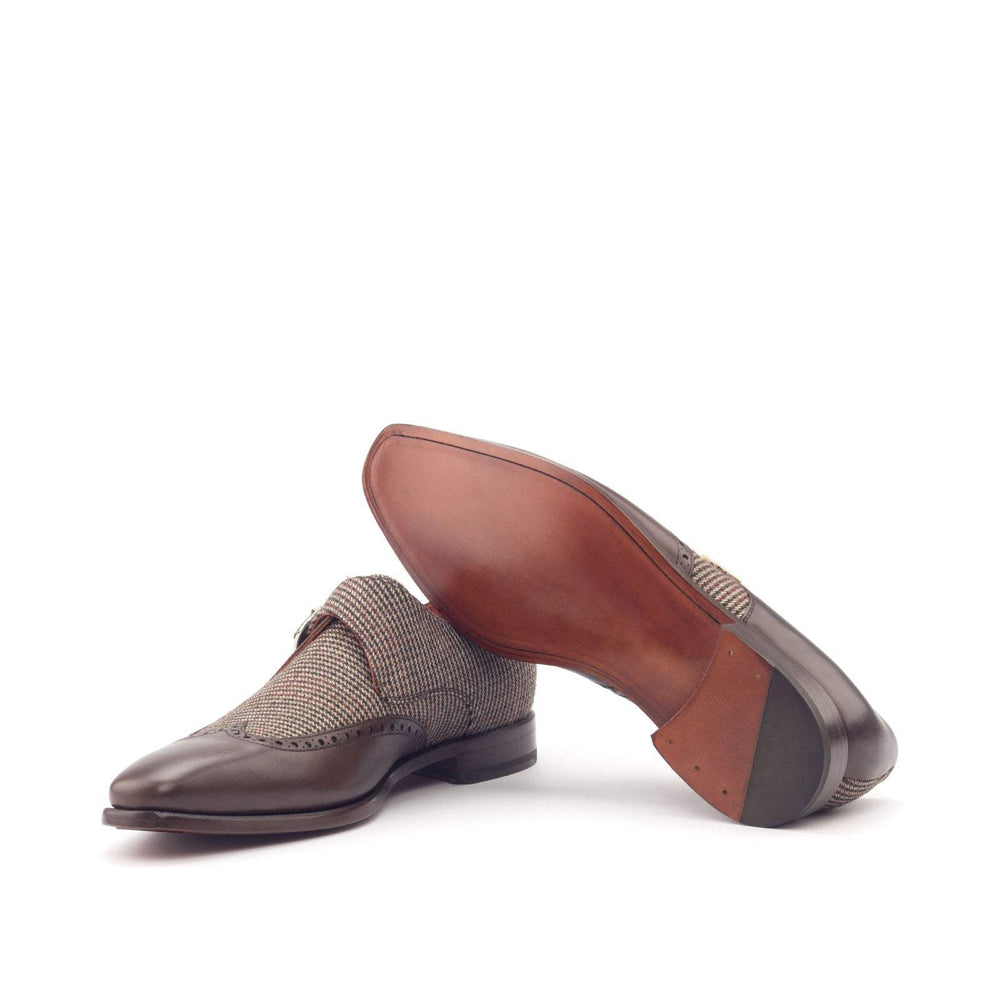 Men's Single Monk Shoes Leather Brown Dark Brown 3008 2- MERRIMIUM