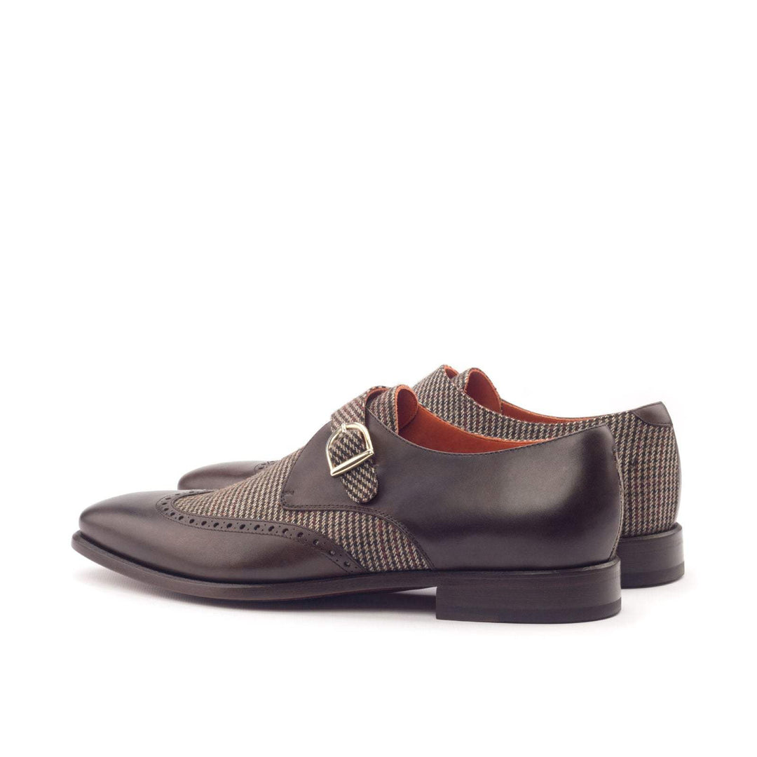 Men's Single Monk Shoes Leather Brown Dark Brown 3008 4- MERRIMIUM