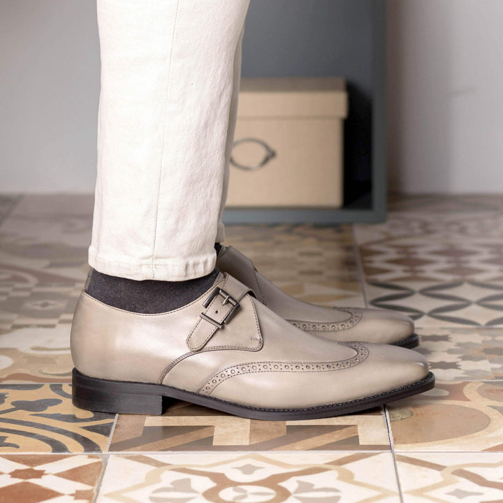 Men's Single Monk Shoes Leather Goodyear Welt 5424 2- MERRIMIUM