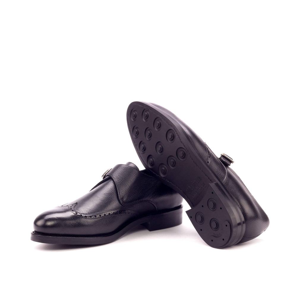 Men's Single Monk Shoes Leather Goodyear Welt Black 3253 2- MERRIMIUM