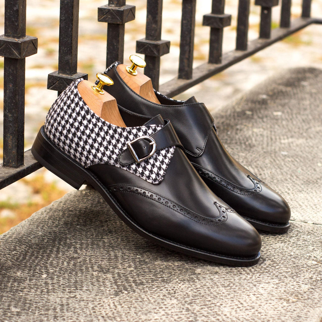Men's Single Monk Shoes Leather Goodyear Welt Black 4286 1- MERRIMIUM--GID-2469-4286