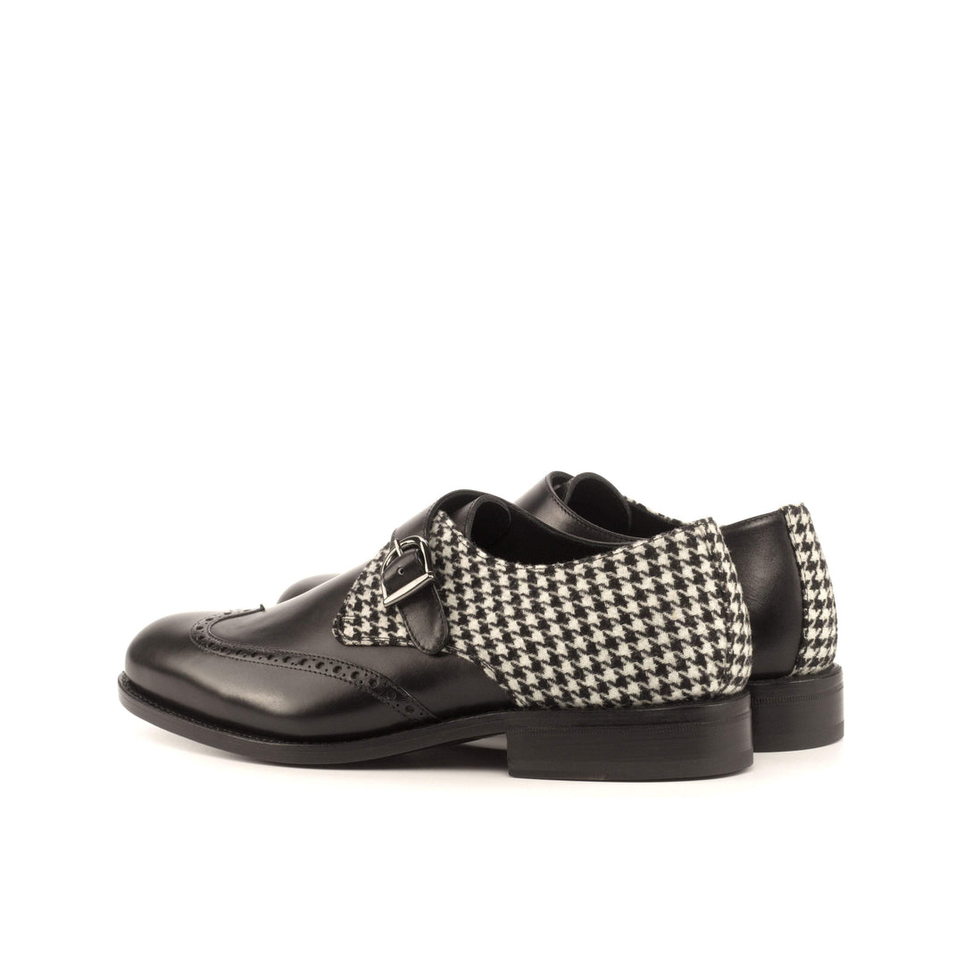 Men's Single Monk Shoes Leather Goodyear Welt Black 4286 4- MERRIMIUM