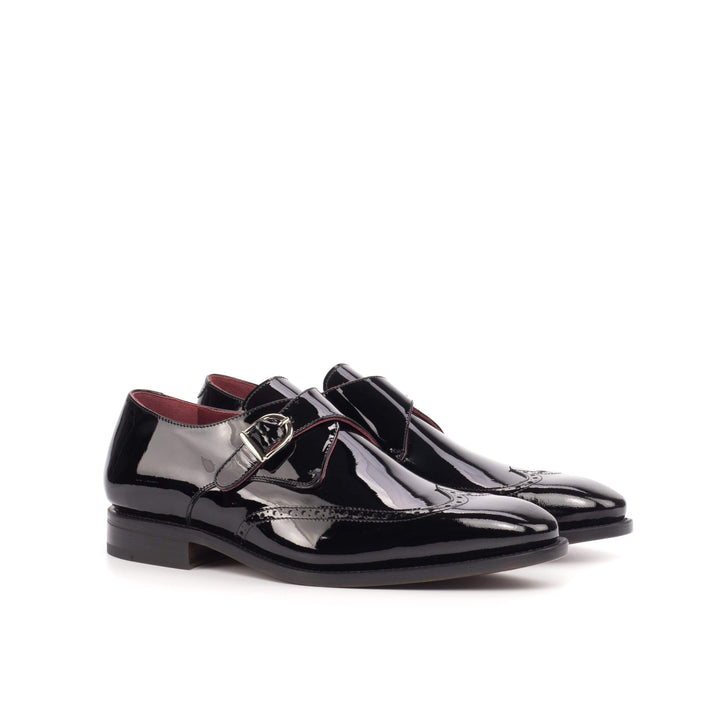 Men's Single Monk Shoes Leather Goodyear Welt Black 4429 3- MERRIMIUM