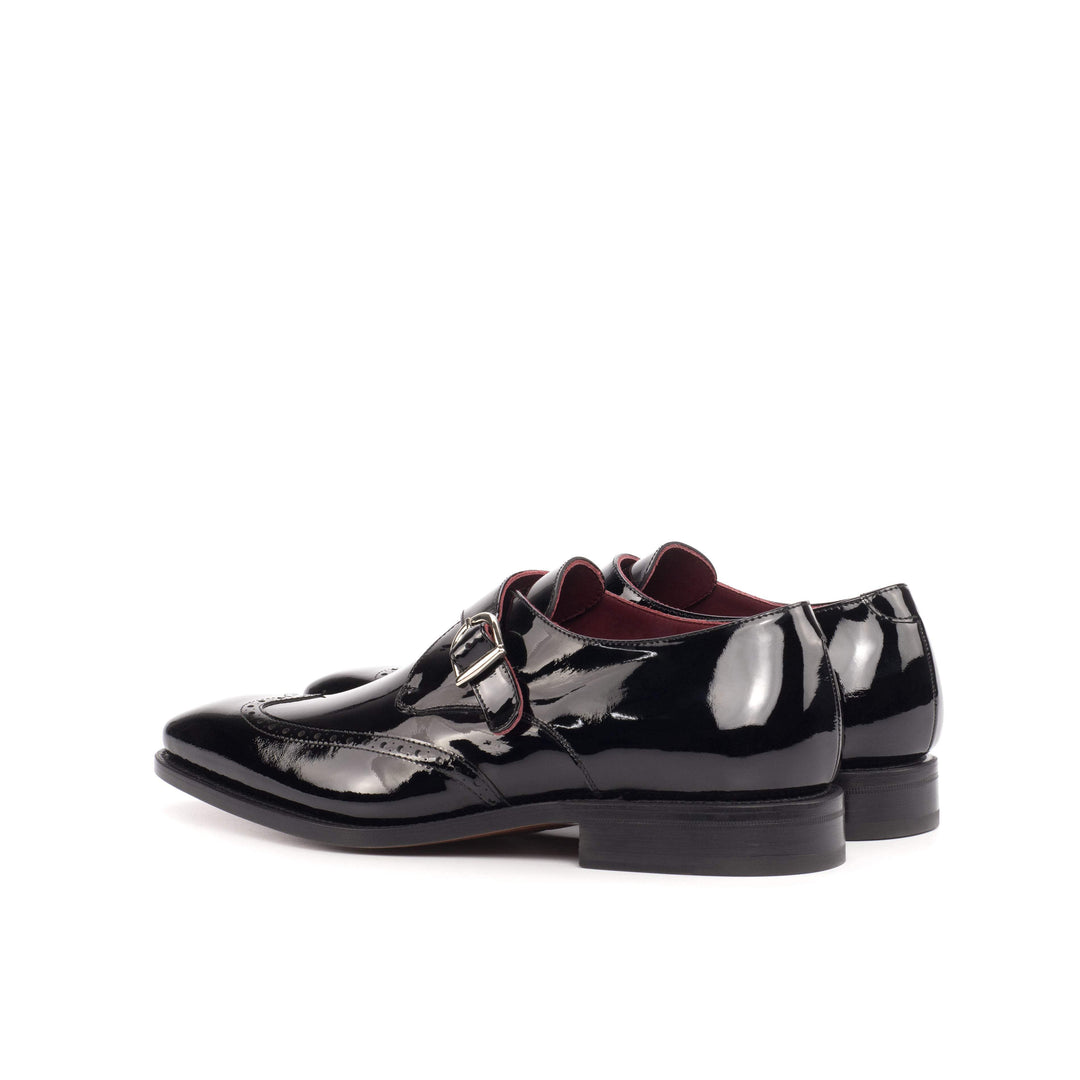 Men's Single Monk Shoes Leather Goodyear Welt Black 4429 4- MERRIMIUM