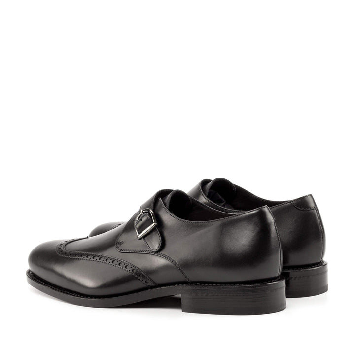 Men's Single Monk Shoes Leather Goodyear Welt Black 5018 4- MERRIMIUM