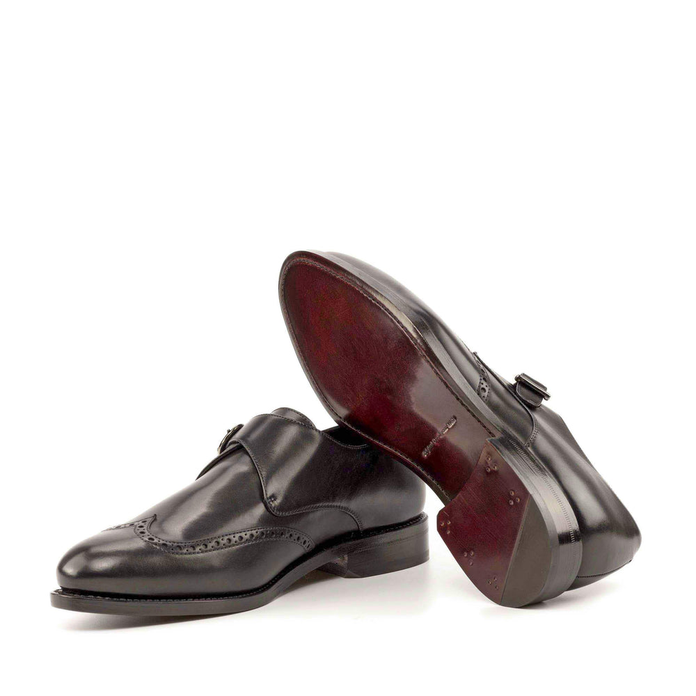 Men's Single Monk Shoes Leather Goodyear Welt Black 5018 2- MERRIMIUM