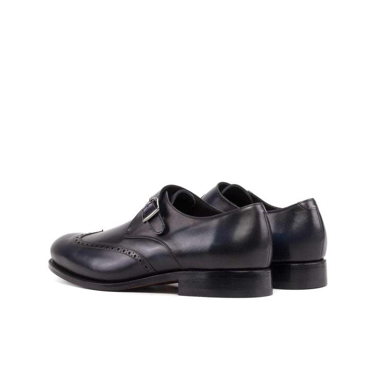 Men's Single Monk Shoes Leather Goodyear Welt Blue 5707 4- MERRIMIUM