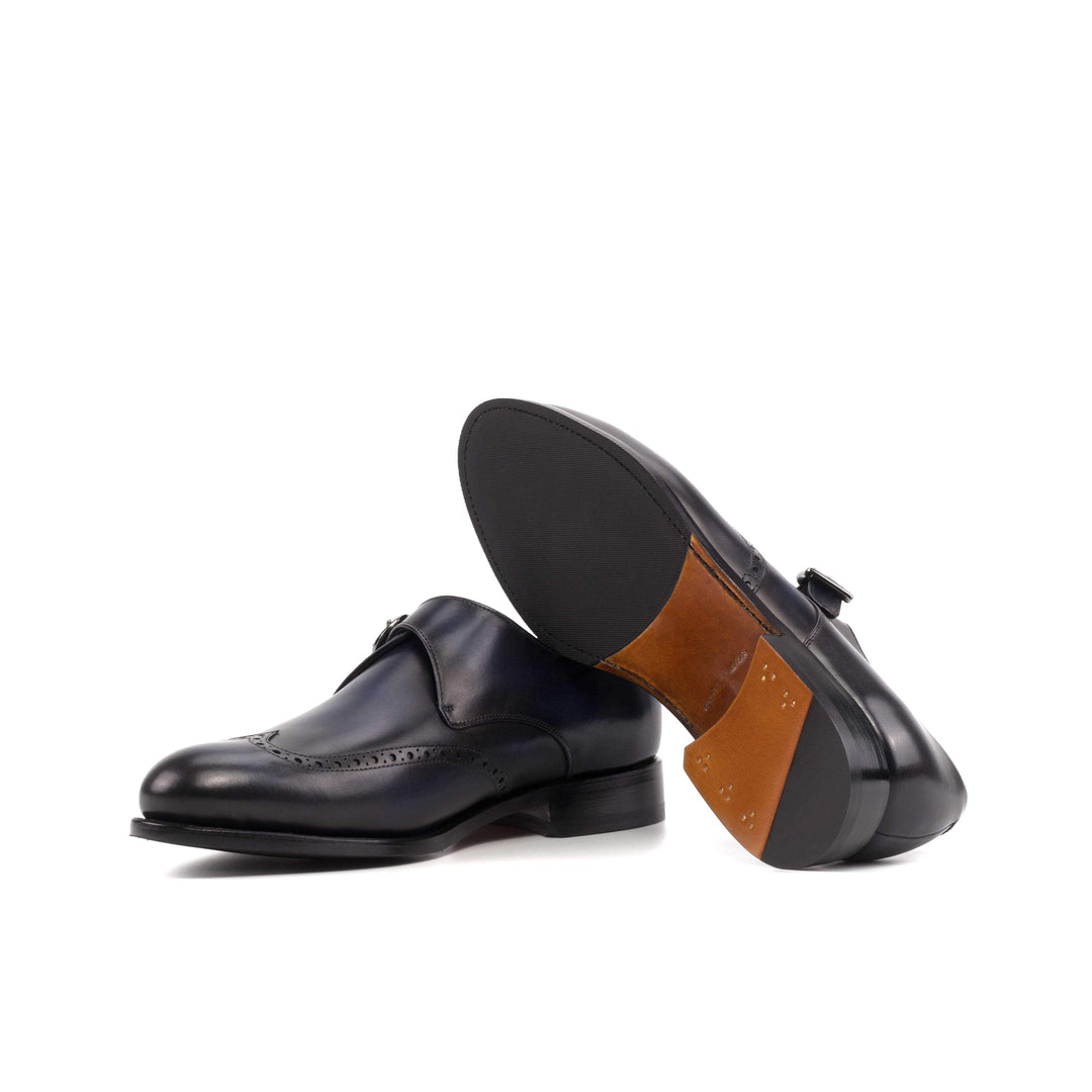 Men's Single Monk Shoes Leather Goodyear Welt Blue 5707 3- MERRIMIUM