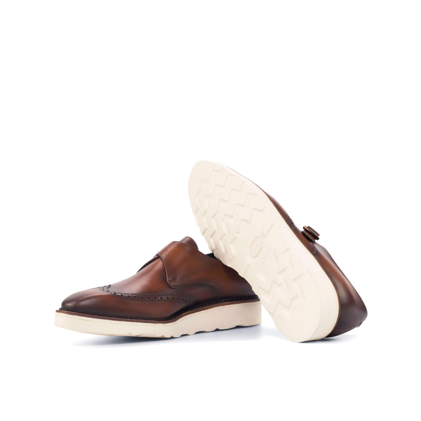 Men's Single Monk Shoes Leather Goodyear Welt Brown 4577 2- MERRIMIUM