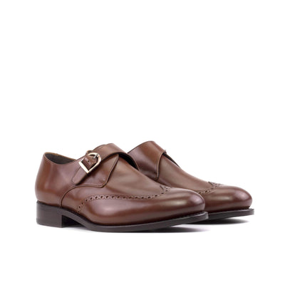 Men's Single Monk Shoes Leather Goodyear Welt Brown 5639 4- MERRIMIUM