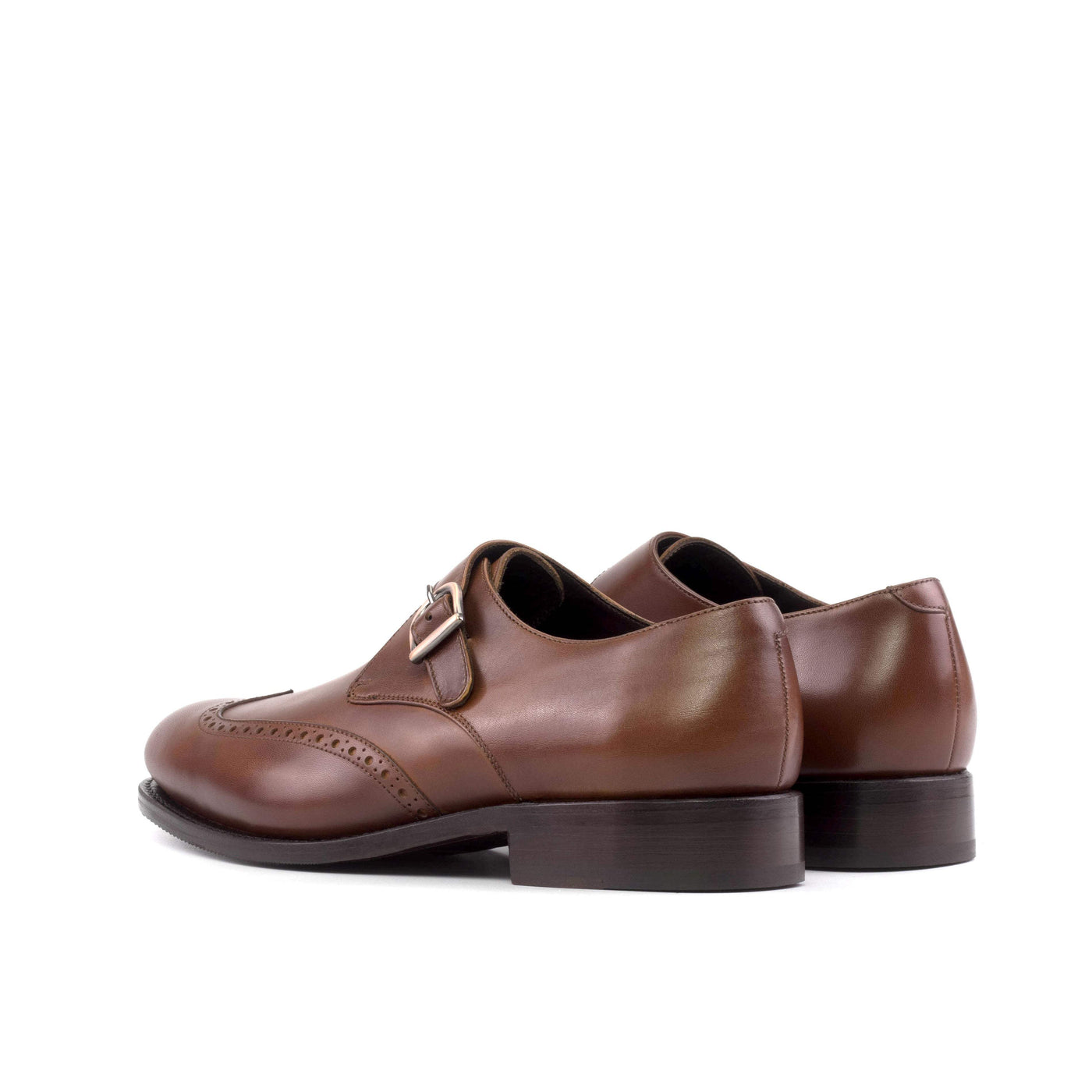 Men's Single Monk Shoes Leather Goodyear Welt Brown 5639 3- MERRIMIUM