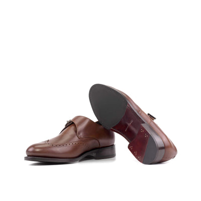 Men's Single Monk Shoes Leather Goodyear Welt Brown 5639 2- MERRIMIUM