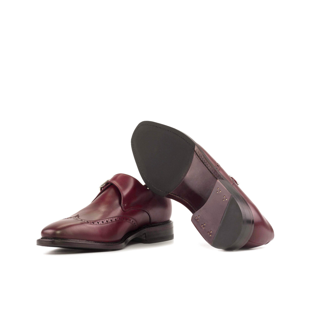 Men's Single Monk Shoes Leather Goodyear Welt Burgundy 5591 3- MERRIMIUM