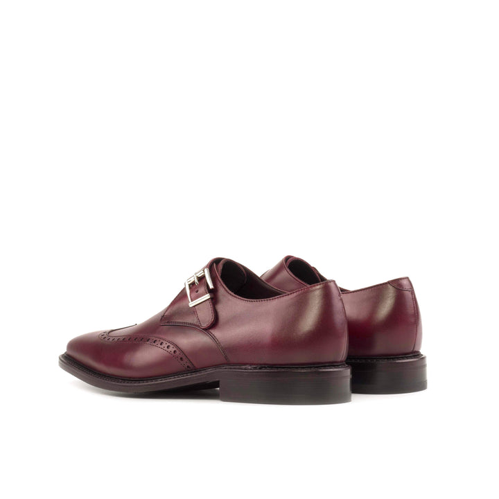 Men's Single Monk Shoes Leather Goodyear Welt Burgundy 5591 4- MERRIMIUM