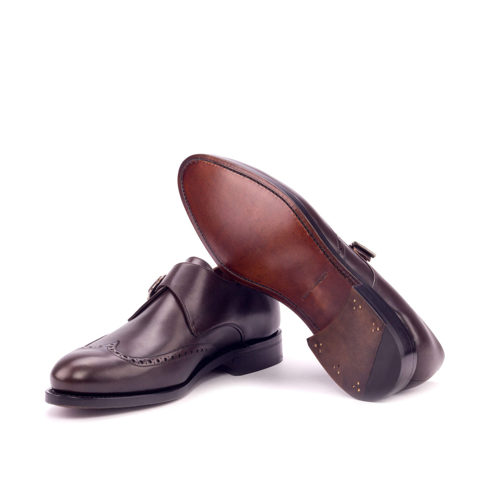 Men's Single Monk Shoes Leather Goodyear Welt Dark Brown 3260 2- MERRIMIUM