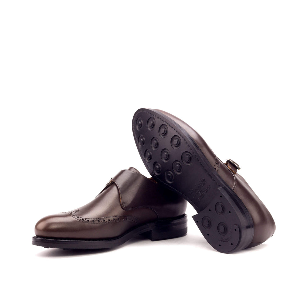 Men's Single Monk Shoes Leather Goodyear Welt Dark Brown 3262 2- MERRIMIUM