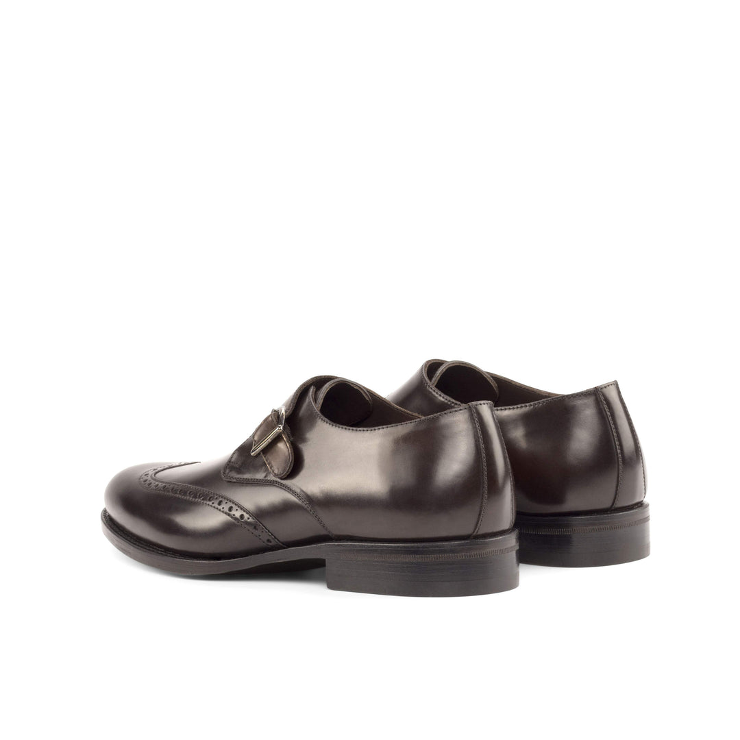 Men's Single Monk Shoes Leather Goodyear Welt Dark Brown 4969 4- MERRIMIUM