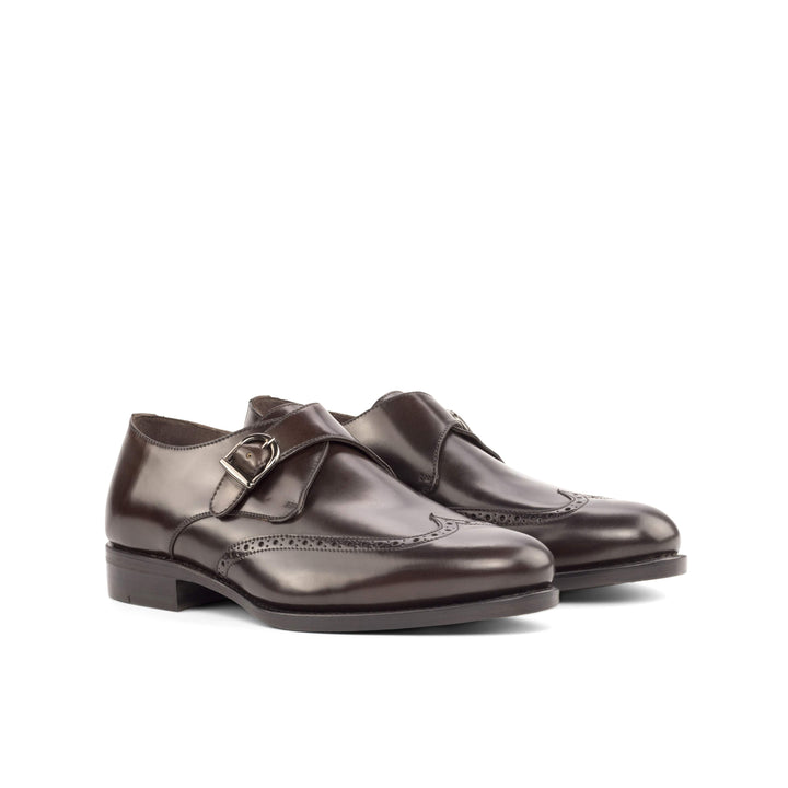 Men's Single Monk Shoes Leather Goodyear Welt Dark Brown 4969 3- MERRIMIUM