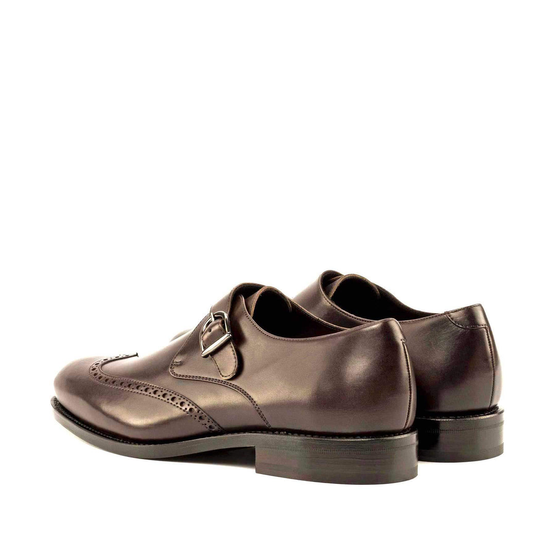 Men's Single Monk Shoes Leather Goodyear Welt Dark Brown 5019 4- MERRIMIUM