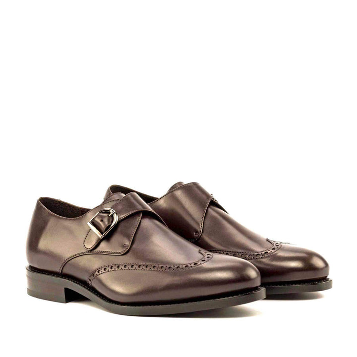 Men's Single Monk Shoes Leather Goodyear Welt Dark Brown 5019 3- MERRIMIUM