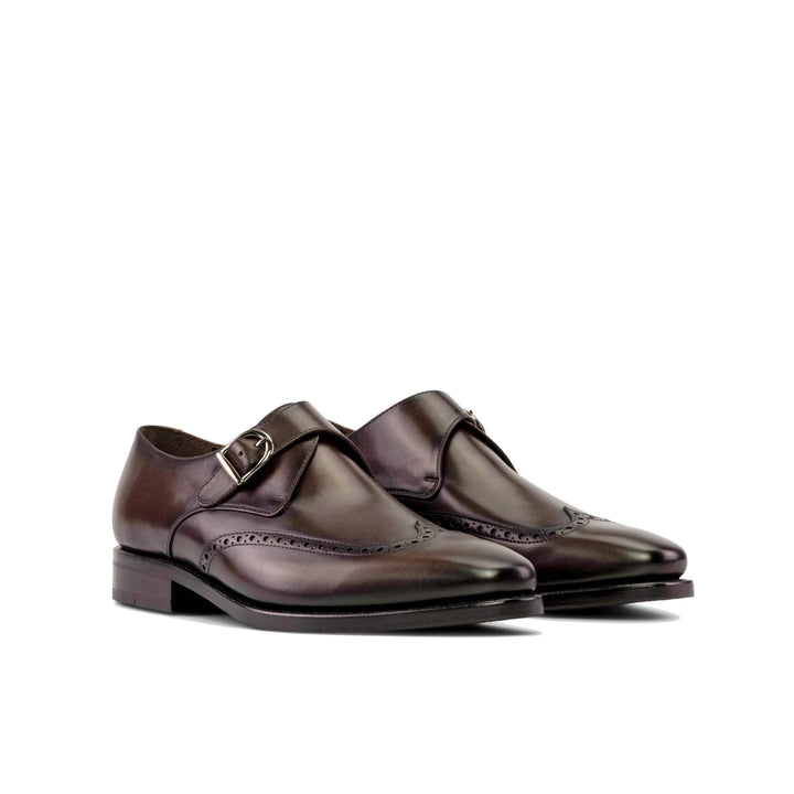 Men's Single Monk Shoes Leather Goodyear Welt Dark Brown 5321 6- MERRIMIUM