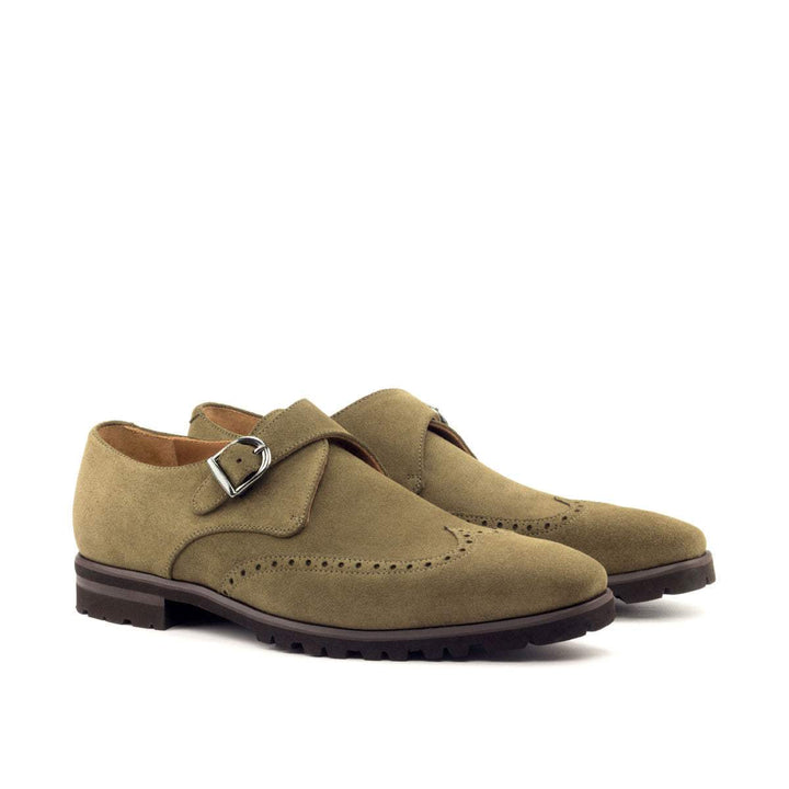 Men's Single Monk Shoes Leather Green 2733 3- MERRIMIUM