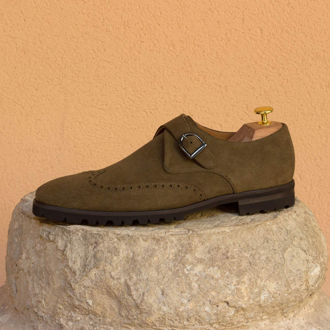 Men's Single Monk Shoes Leather Green 2733 1- MERRIMIUM--GID-1382-2733