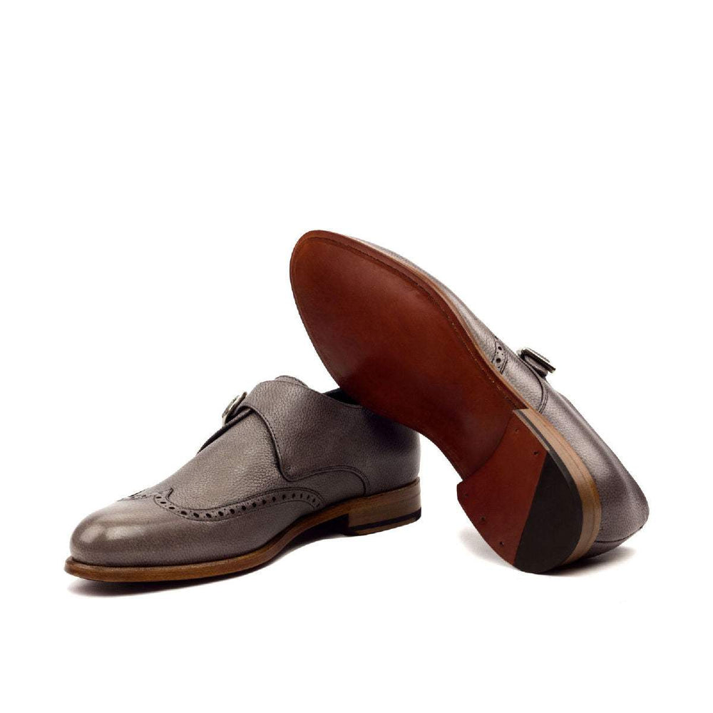 Men's Single Monk Shoes Leather Grey 2478 2- MERRIMIUM