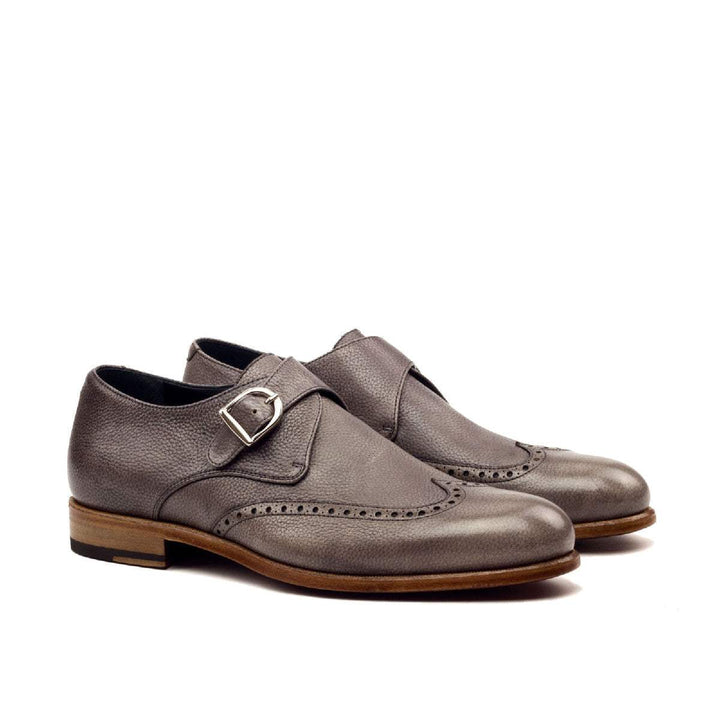 Men's Single Monk Shoes Leather Grey 2478 3- MERRIMIUM