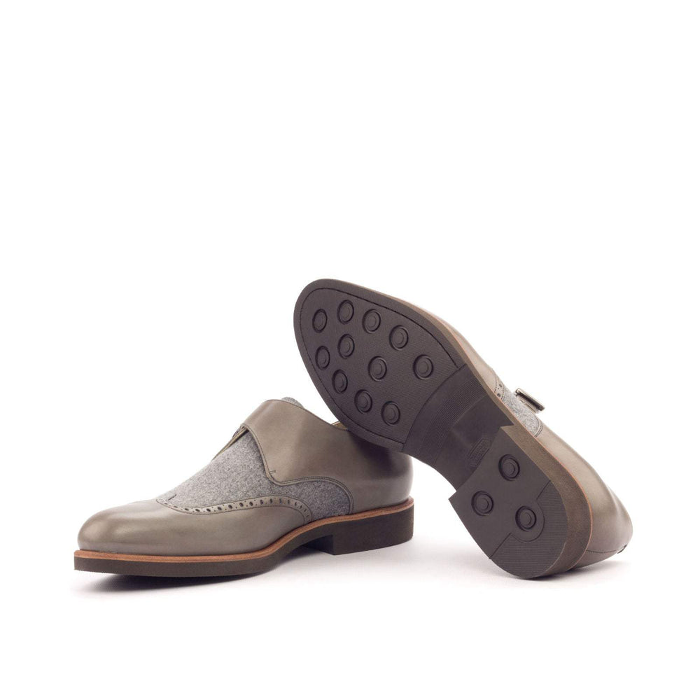 Men's Single Monk Shoes Leather Grey 3103 2- MERRIMIUM