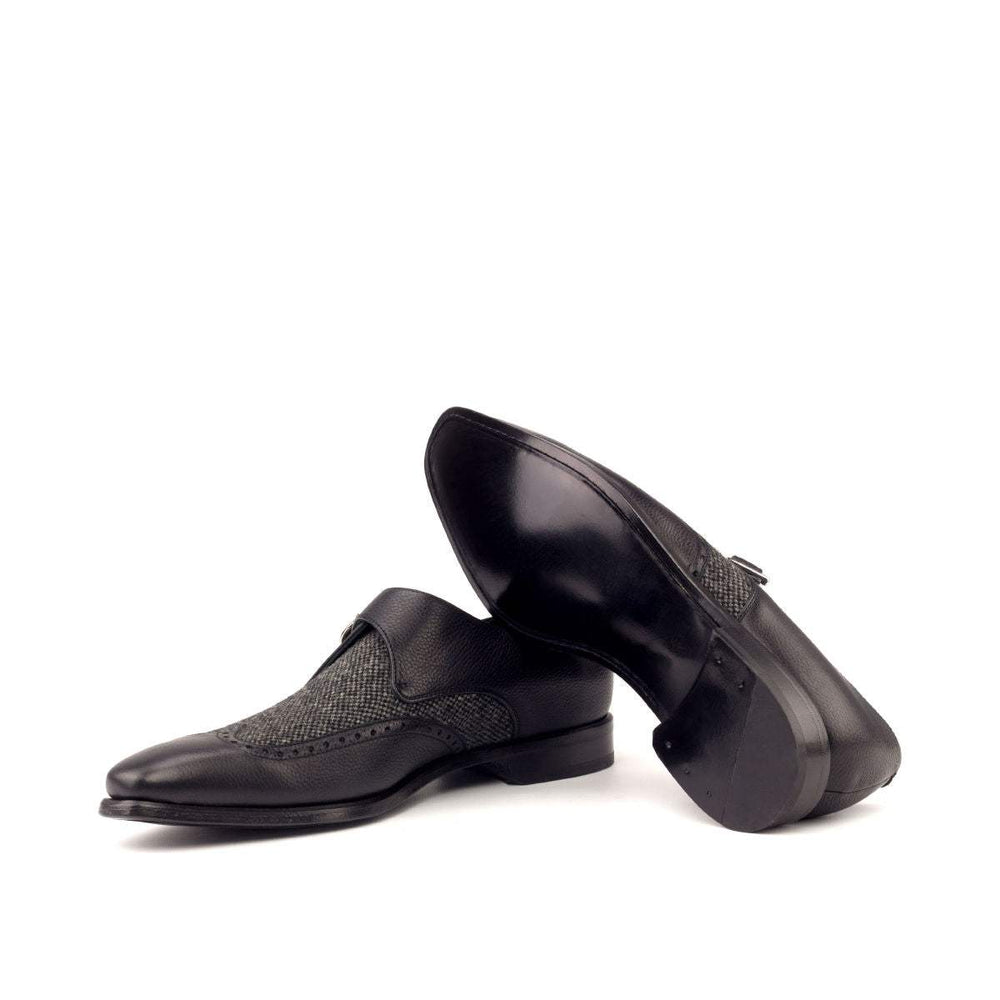 Men's Single Monk Shoes Leather Grey Black 2668 2- MERRIMIUM