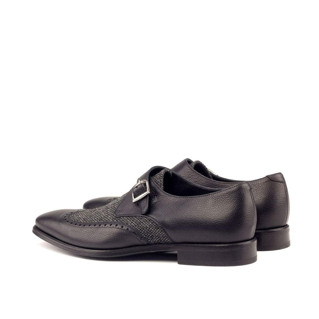 Men's Single Monk Shoes Leather Grey Black 2668 4- MERRIMIUM