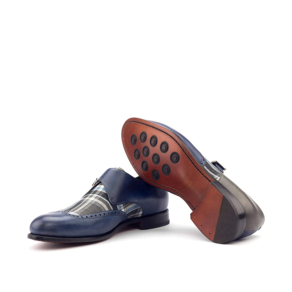 Men's Single Monk Shoes Leather Grey Blue 3003 2- MERRIMIUM