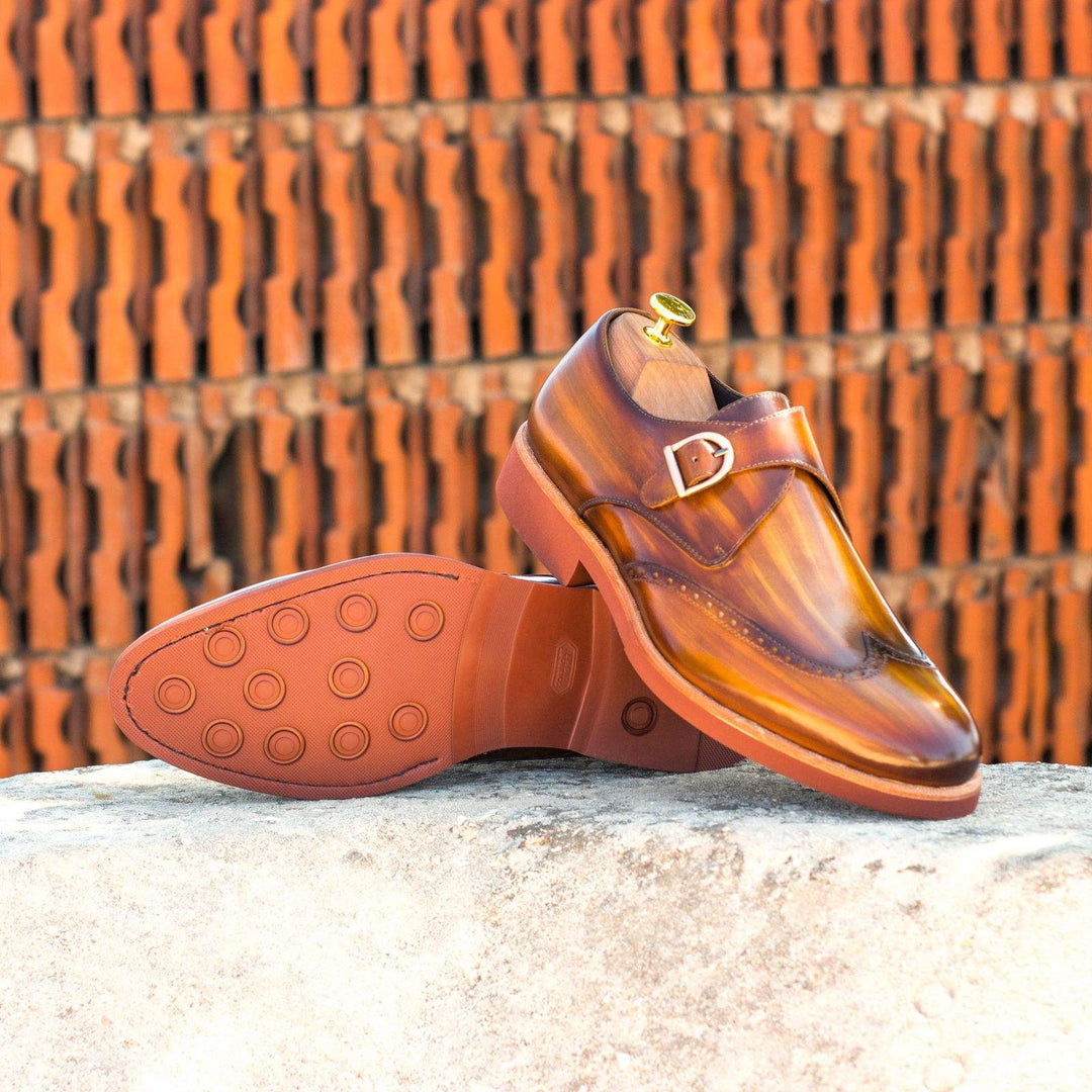 Men's Single Monk Shoes Patina Brown 3588 1- MERRIMIUM--GID-1563-3588