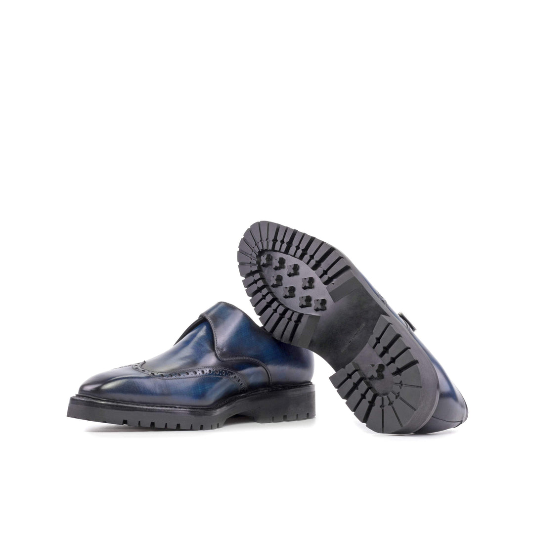 Men's Single Monk Shoes Patina Goodyear Welt Blue 5562 5- MERRIMIUM