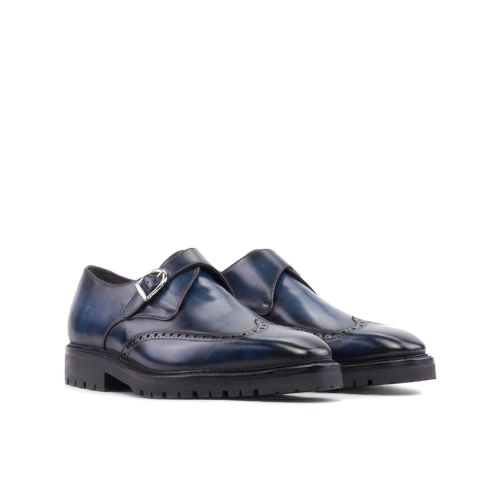 Men's Single Monk Shoes Patina Goodyear Welt Blue 5562 3- MERRIMIUM