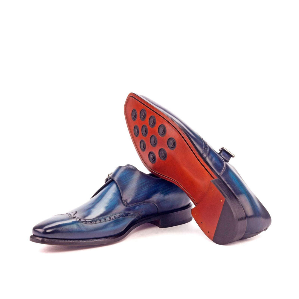 Men's Single Monk Shoes Patina Leather Blue 3217 2- MERRIMIUM