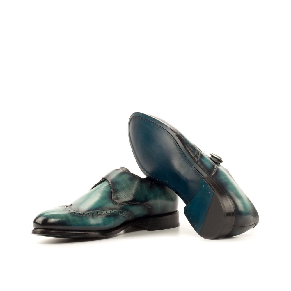 Men's Single Monk Shoes Patina Leather Blue 3711 2- MERRIMIUM