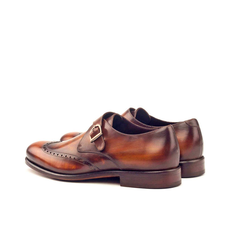 Men's Single Monk Shoes Patina Leather Brown 2817 4- MERRIMIUM