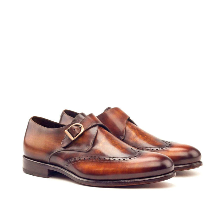 Men's Single Monk Shoes Patina Leather Brown 2817 3- MERRIMIUM