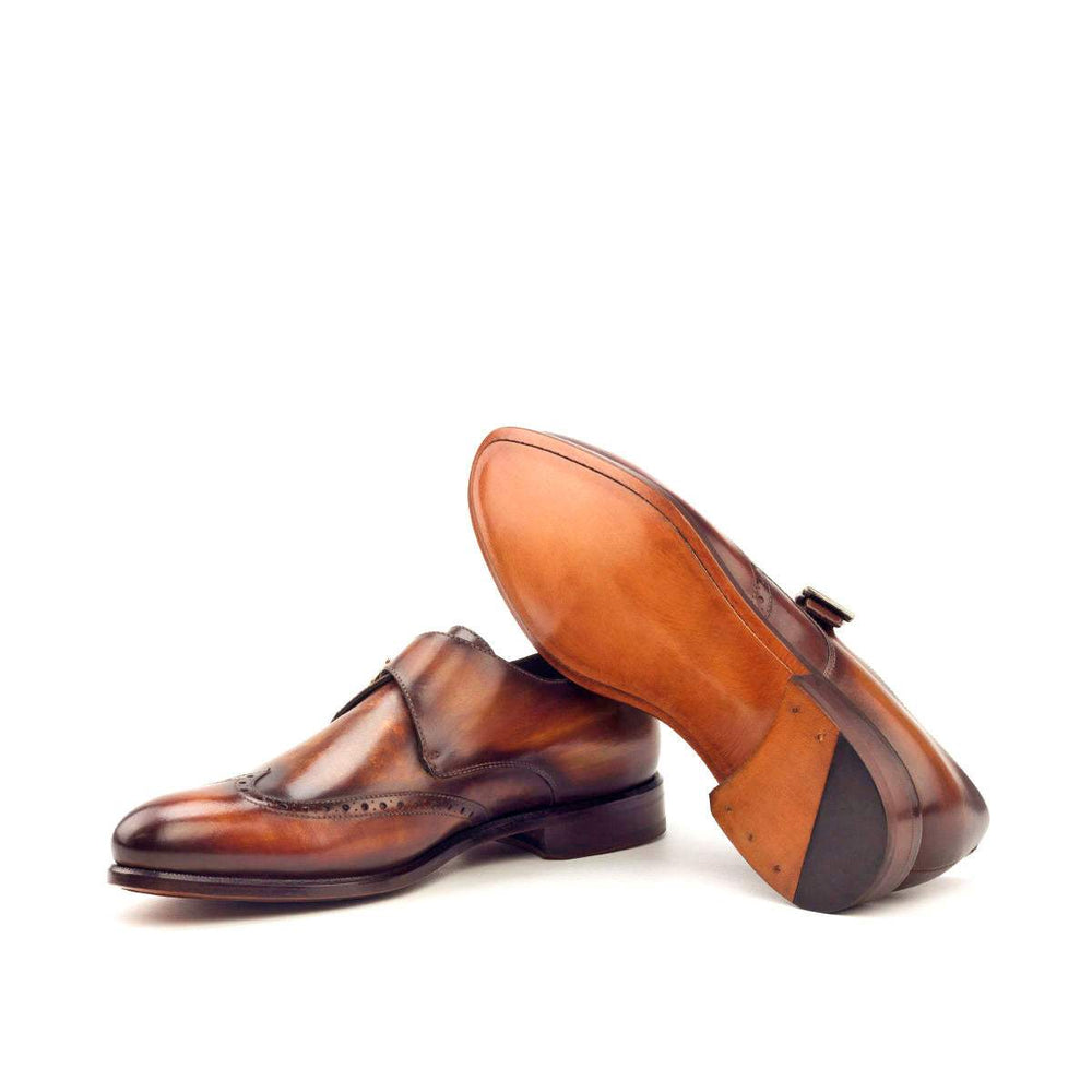 Men's Single Monk Shoes Patina Leather Brown 2817 2- MERRIMIUM