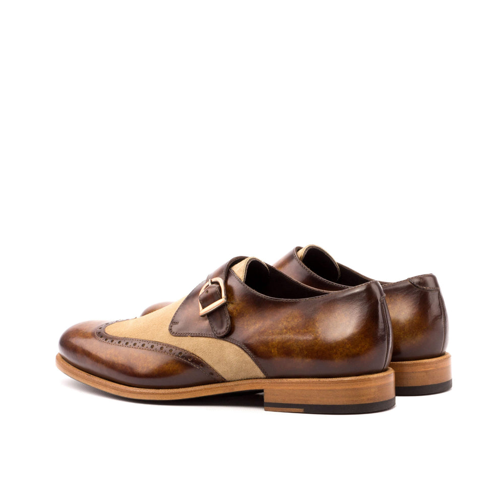 Men's Single Monk Shoes Patina Leather Brown 3557 2- MERRIMIUM